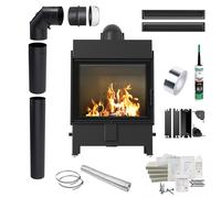 Kratki Camino LUCY 15 kW Ø200 NERO TERMOTEC Kit da Incasso con Chiusura
