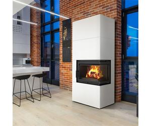 Kratki Camino Modulari Simple Box 8 kW Ø 200 Bianco porta a chiusura automatica