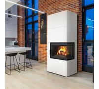 Kratki Camino Modulari Simple Box 8 kW Ø 200 Bianco porta a chiusura automatica