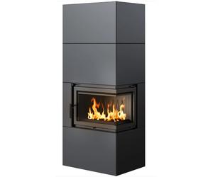 Kratki Camino Modulari Simple Box 8 kW Ø 200 Black porta a chiusura automatica