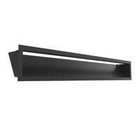Kratki LUFT Griglia di ventilazione 12x80 cm nera - Griglia metallica per camini e sistemi di riscaldamento, rettangolare, verniciata a polvere, per montaggio a parete, funzionale e decorativa