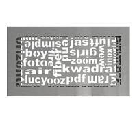 Kratki Griglia di ventilazione decorativa per camini, decorata con lettere bianche, per interni moderni, in acciaio inox verniciato a polvere, leggera, 27,5 x 15,2 x 4,5 cm, fondo ABC