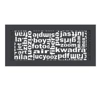 Kratki Griglia di ventilazione decorativa per camini, decorata con lettere bianche per interni moderni, in acciaio inox verniciato a polvere, leggera, 35,1 x 15,2 x 4,5 cm, grafite ABC