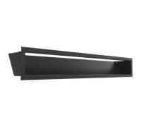 Kratki LUFT Griglia di ventilazione 12x80 cm nera - Griglia metallica per camini e sistemi di riscaldamento, rettangolare, verniciata a polvere, per montaggio a parete, funzionale e decorativa