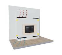 Kratki LUFT Griglia di ventilazione ad angolo 12x80x40 cm nera - griglia di ventilazione angolare decorativa in metallo per camini e sistemi di riscaldamento, verniciata a polvere