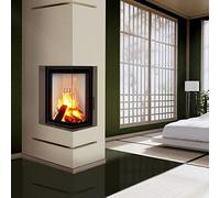 KRATKI Griglia di ventilazione Luft per caminetti Griglia angolare destra con presa d'aria coperta 45 gradi Acciaio verniciato a polvere 54,7x76,6x9cm Bianco Slim
