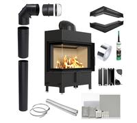 KRATKI Inserti Camino LUCY Sinistro 14 kW Ø200 Ecodesign Kit di Installazione