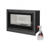 KRATKI Inserto camino a legna ventilato ARKE 80 cm 12 kW - vetro ceramico autopulente e doppia combustione, resa termica 75 percento - Ecodesign e BImSchV 2 con Detergente vetrocamino