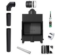KRATKI Inserto per caminetto FLOKI S 8 kW Nero Set tubi TERMOTEC