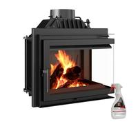 KRATKI Inserto per camino Simple - 8 kW ad angolo con vetri laterali, fermata della porta sinistra/destra, stufa a legna, classe di efficienza energetica A - 70,1 x 60 x 36 cm