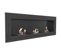 KRATKI Juliet 1800 TÜV Nero Camino a bioetanolo per interni - Camino da parete con contenitore biologico certificato TÜV 1.2 l - Acciaio verniciato a polvere - Moderno braciere a etanolo 180 x 65 cm