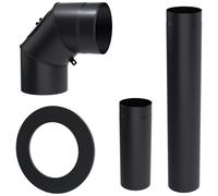 Kratki Kit di montaggio per camino in acciaio nero fi 130
