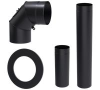 Kratki Kit di montaggio per camino in acciaio nero fi 150
