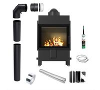 KRATKI LUCY 12 kW Ø 200 Camino Inserto nero Set di tubi ecodesign