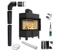 KRATKI LUCY 14 kW inserto per camino sinistro a legna Ø200 kit di installazione