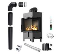 KRATKI LUCY Inserto per camino destro 12 kW fi200 Set tubi angolari neri