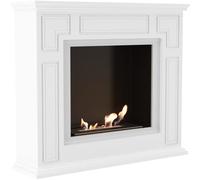 KRATKI March Caminetto a portale a bioetanolo | Indipendente, contenitore Biosafe 0,75 l, certificato TÜV | alloggiamento MDF + inserto in acciaio, 850 x 100 cm, bianco