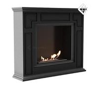 KRATKI March Caminetto a portale a bioetanolo | Indipendente, contenitore Biosafe 0,75 l, certificato TÜV | alloggiamento MDF + inserto in acciaio, 850 x 100 cm, nero