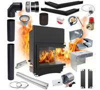 Kratki Termocamino a legna ZUZIA Destra 12kW Ø200 Ecodesign Angolo KIT