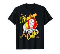 Kratom è Il Mio caffè Esotico Amanti del tè 3rd Eye Skull! Maglietta con Stampa Grafica Economica, Uomo, Nero, XL
