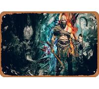 Kratos 2021 God of War gioco look vintage riproduzione metallo latta segno decorazione artistica da parete giardino bar caffè poster 20 x 30 cm