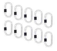 Kratos - Moschettone in acciaio con chiusura a vite, moschettone ovale, PSA, larghezza apertura 18 mm, EN362, 25 kN, 10 pezzi