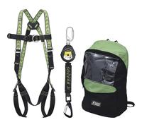 Kratos - Set di protezione anticaduta, con cinghia di raccolta, ammortizzatore e zaino per ponteggi, 1,75 m