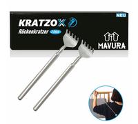 KRATZOX - Grattacieli per la schiena, in acciaio inox di alta qualità, telescopico, per raschiare, massaggiare la schiena fino a 68 cm, set da 2 pezzi