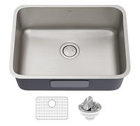 KRAUS Dex KA1US25B - Lavello da cucina a vasca singola in acciaio INOX, 63,5 cm, calibro 16