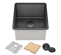 Kraus Kore - Lavello da bar sottopiano da 43,2 cm, in acciaio inox, con accessori