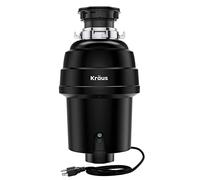 Kraus KWD100-100MBL 1 HP Smaltimento dei rifiuti Continua con Motore Ultra Silenzioso per lavelli da Cucina con Cavo di Alimentazione e Flangia Inclusi, Nero Opaco