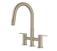 KRAUS Oletto Bridge KPF-3122SFACB - Rubinetto da cucina con testa a spruzzo estraibile in bronzo champagne antico, senza macchie
