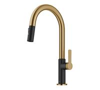 Kraus Oletto KPF-2820BBMB - Rubinetto monocomando estraibile per cucina, in ottone spazzolato/nero opaco