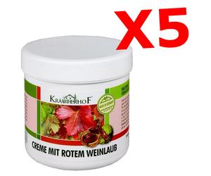 Krauterhof Crema Gel con Vite Rossa ed Ippocastano 5x100 ml Rigenerante Gambe