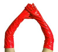 krautwear Guanti da sera lucidi da donna, in vernice e pelle, colore: rosa, rosso, nero