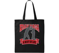 Krav MAGA A Way of Life Blocking Graphic Natural Ecological Cotton Tote Bag Nero, Nero , Taglia unica