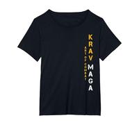 Krav Maga Fighter Arti Marziali Fan Training Combattimento Maglietta, Donna Plus-Size, Nero, 6X