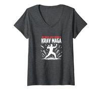 Krav Maga: Nessuna Regola Risultati Solo Potente autodifesa Maglietta con Collo a V, Donna, Grigio Scuro, L