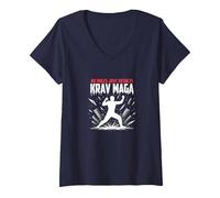 Krav Maga: Nessuna Regola Risultati Solo Potente autodifesa Maglietta con Collo a V, Donna, Navy, L