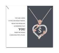 Kraven Collana da Donna Collane Lettere Iniziali A-Z Ciondolo con Cuore Rosa Regali di Festa della Mamma Natale Compleanno per Lei Mamma Moglie Fidanzata (S)