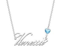 Kraven Collane Donna con Nome Daino Pietra di Nascita Blu Ciondolo con Nome Iniziale Personalizzate inciso su Misura Regali di Natale per Donne Ragazze Adolescenti Figlia (Vanessa)