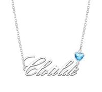 Kraven Collane Donna con Nome Daino Pietra di Nascita Blu Ciondolo con Nome Iniziale Personalizzate inciso su Misura Regali di Natale per Donne Ragazze Adolescenti Figlia (Clotilde)