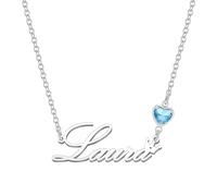Kraven Collane Donna con Nome Daino Pietra di Nascita Blu Ciondolo con Nome Iniziale Personalizzate inciso su Misura Regali di Natale per Donne Ragazze Adolescenti Figlia (Laura)