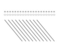Kravonix 10 set di aste completamente filettate M3 x 160 mm, in acciaio inox, con dadi e rondelle piatte, set di borchie metriche per morsetti, bulloni a U e ganci