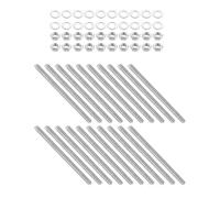 Kravonix Set di 20 aste completamente filettate M3 x 50 mm, in acciaio inox, con dadi e rondelle piatte, set di borchie metriche per morsetti, bulloni a U e ganci