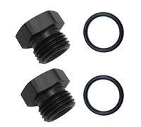KRD PERFORMANCE Adattatore in alluminio nero 8AN Block Off Cap maschio testa esagonale raccordo con AN8 ORB O Ring Boss, confezione da 2