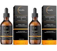 KREALIS •100ml• Siero Vitamina C Viso Acido Ialuronico con Niacinamide, Vitamina E, Aloe Bio, Antimacchia, Anti Imperfezioni, Siero Viso Contorno Occhi Antirughe E Occhiaie (Confezione da 2)