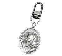 KREATIONS Portachiavi 3D con medaglia Padre Pio oro, Argento B (fibbia in lega), S