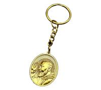 KREATIONS Portachiavi 3D con medaglia Padre Pio oro, Oro A., S