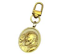 KREATIONS Portachiavi 3D con medaglia Padre Pio oro, Oro B (fibbia in lega), S